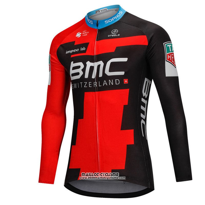 2018 Maillot Ciclismo BMC Rouge et Noir Manches Longues et Cuissard